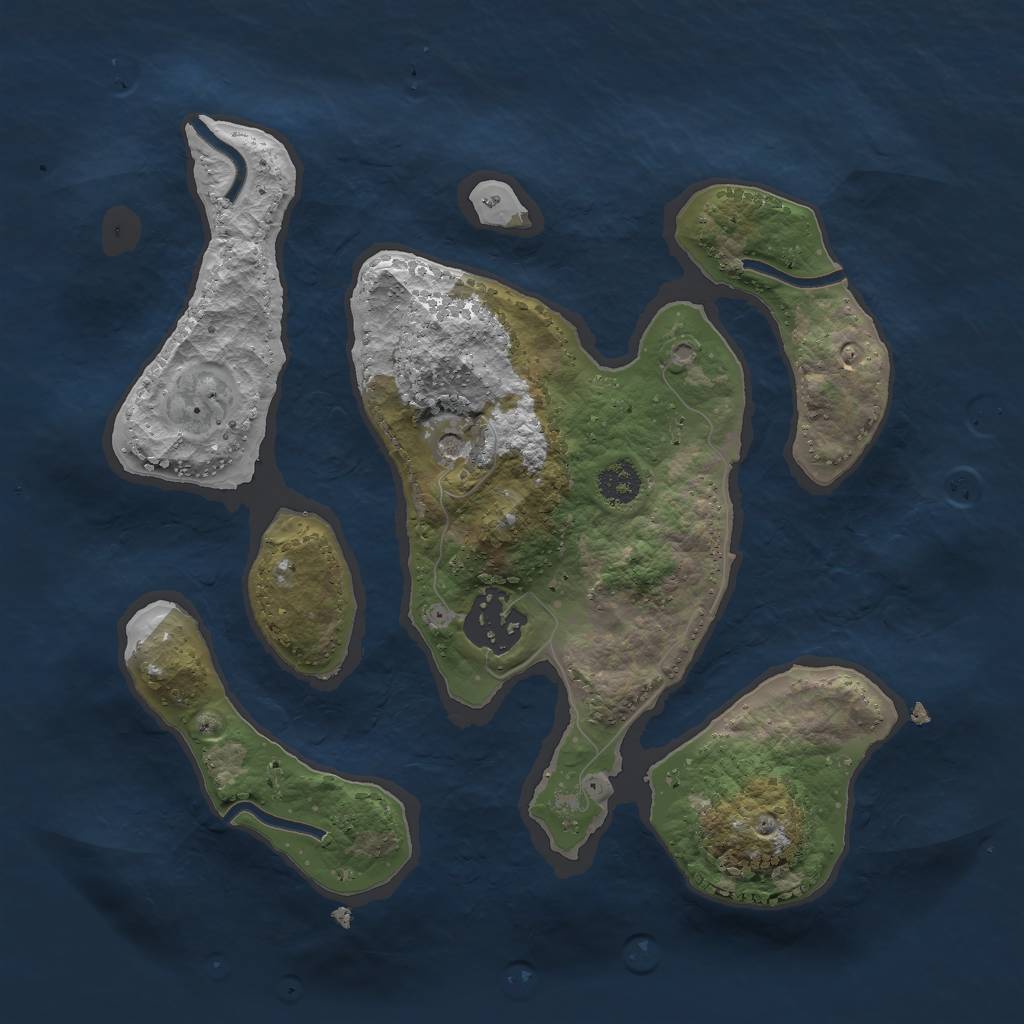 Rust Map: Procedural Map, Size: 2500, Seed: 158940, 4 Monuments