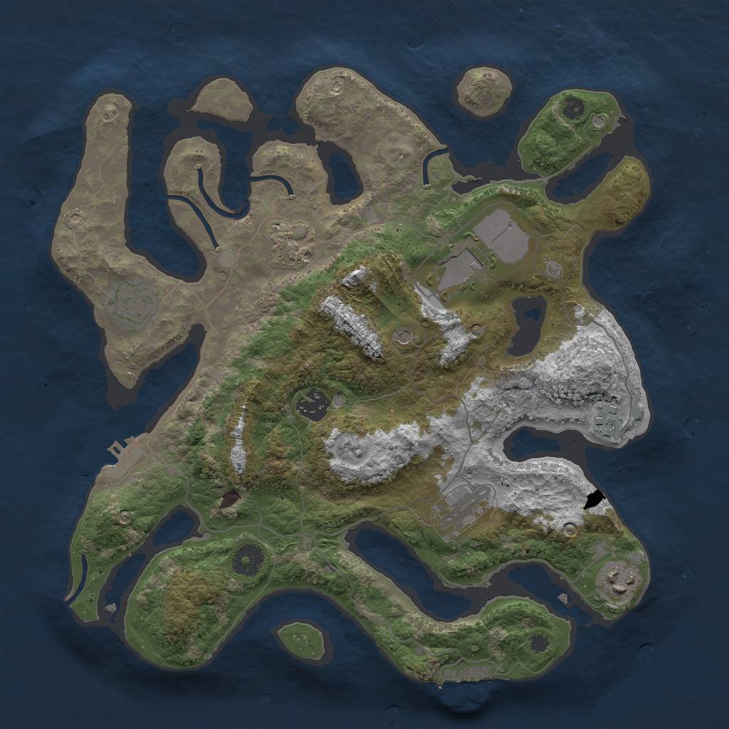 Rust Map: Procedural Map, Size: 3500, Seed: 777067, 12 Monuments