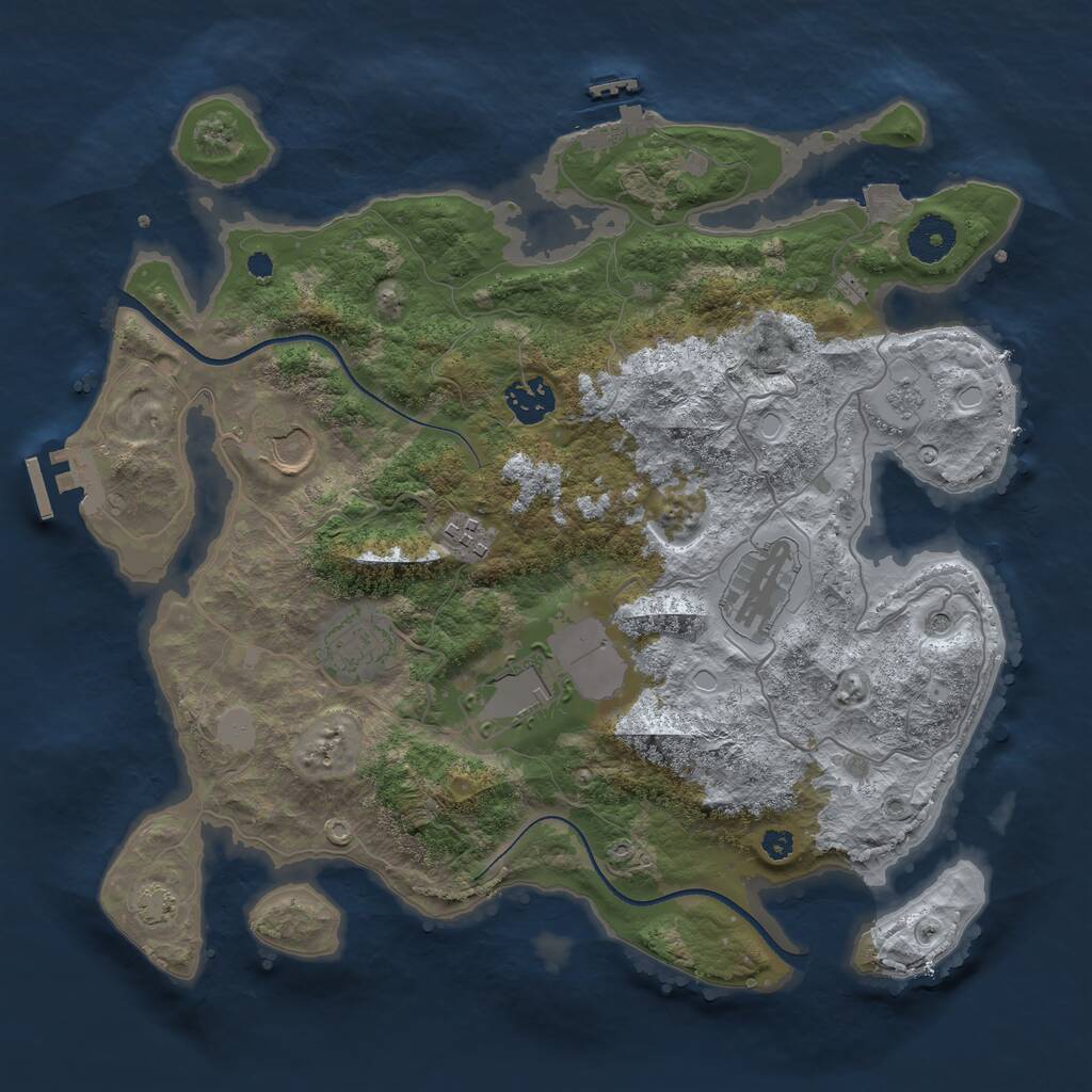 Rust Map: Procedural Map, Size: 3500, Seed: 102901, 12 Monuments