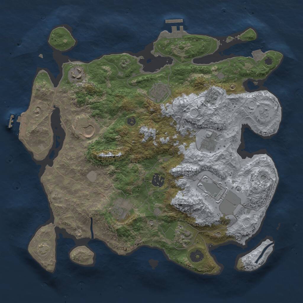 Rust Map: Procedural Map, Size: 3500, Seed: 102901, 15 Monuments