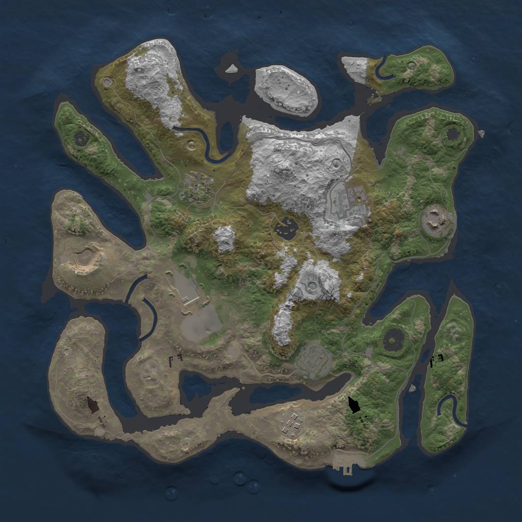 Rust Map: Procedural Map, Size: 3500, Seed: 862213, 12 Monuments