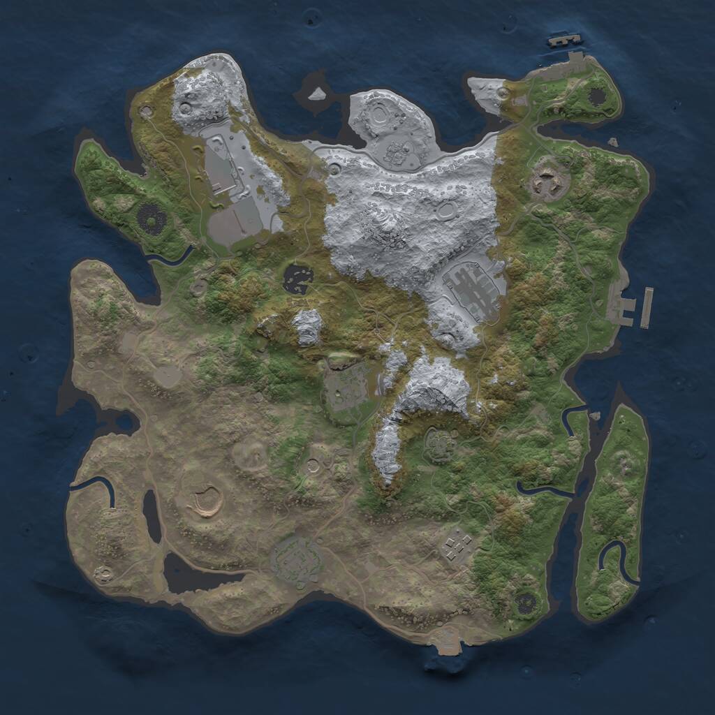 Rust Map: Procedural Map, Size: 3500, Seed: 862213, 14 Monuments