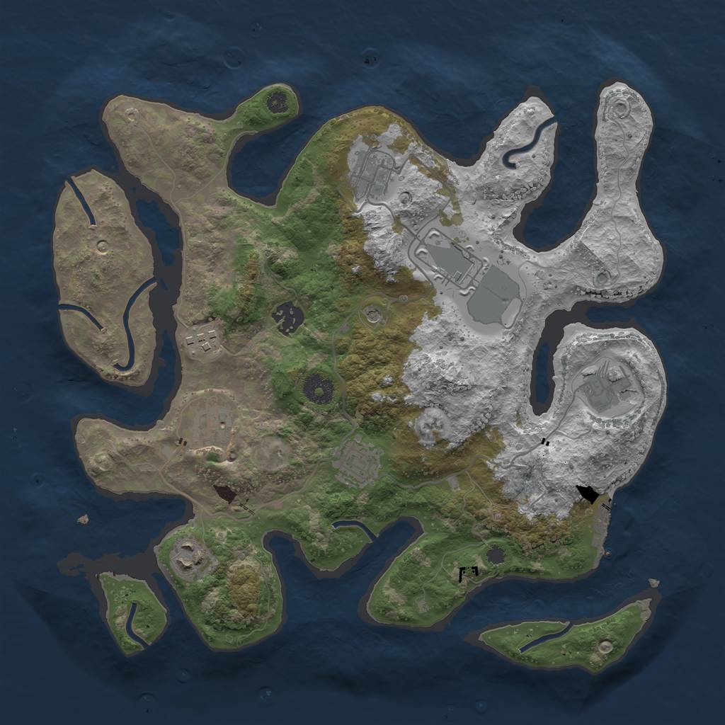 Rust Map: Procedural Map, Size: 3500, Seed: 129152, 12 Monuments