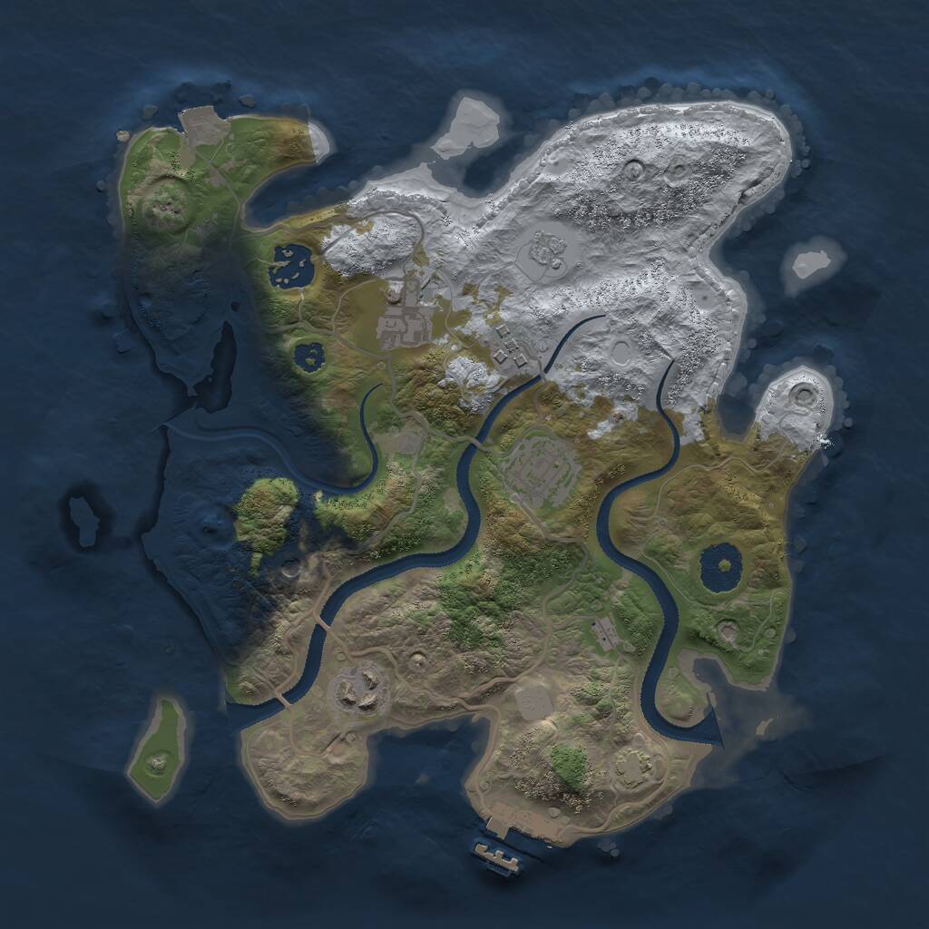 Rust Map: Procedural Map, Size: 3000, Seed: 1266302267, 10 Monuments