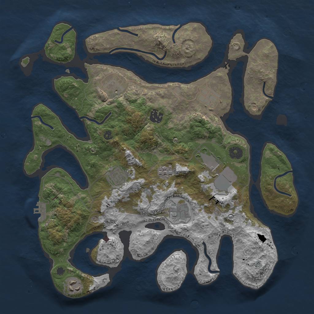 Rust Map: Procedural Map, Size: 3500, Seed: 484507567, 12 Monuments