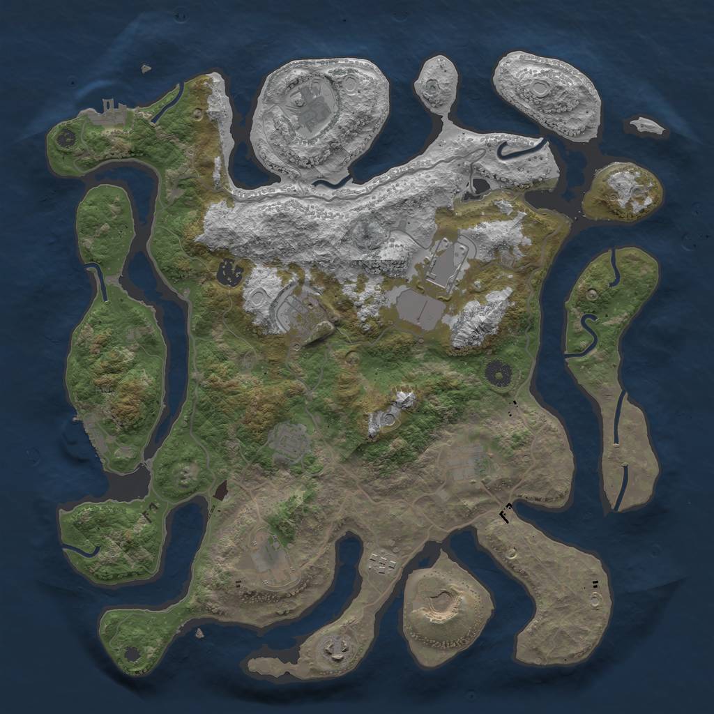 Rust Map: Procedural Map, Size: 4000, Seed: 404712, 18 Monuments