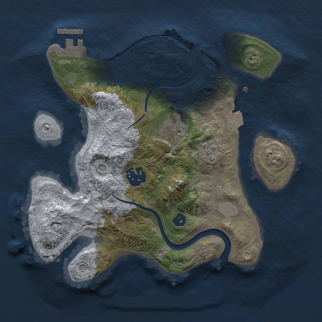 Rust Map: Procedural Map, Size: 2500, Seed: 56245, 6 Monuments