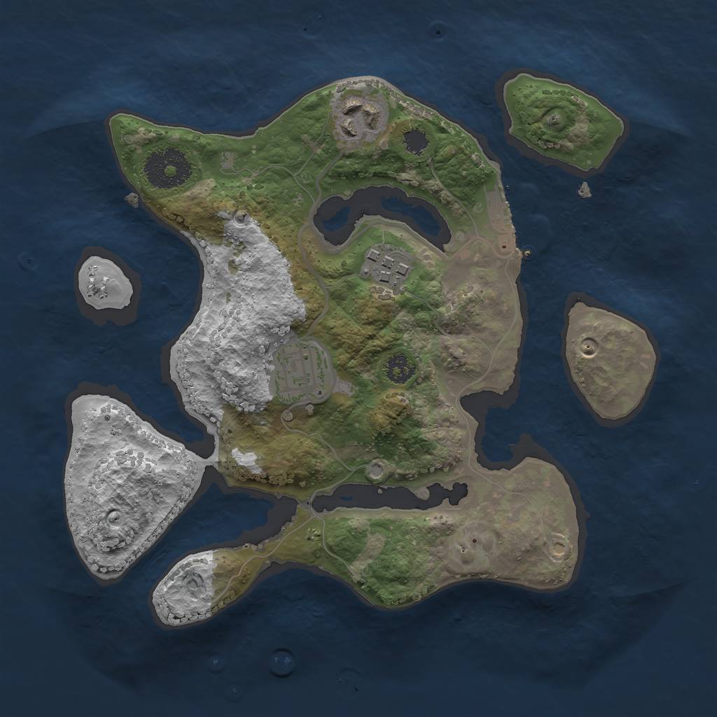 Rust Map: Procedural Map, Size: 2500, Seed: 56245, 6 Monuments