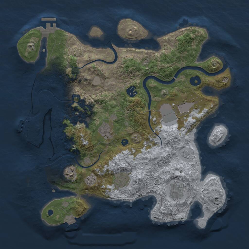 Rust Map: Procedural Map, Size: 3500, Seed: 417644, 13 Monuments