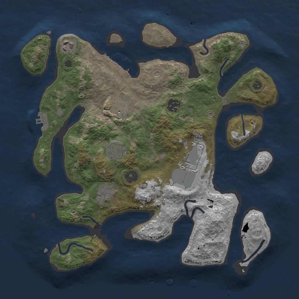 Rust Map: Procedural Map, Size: 3500, Seed: 417644, 11 Monuments