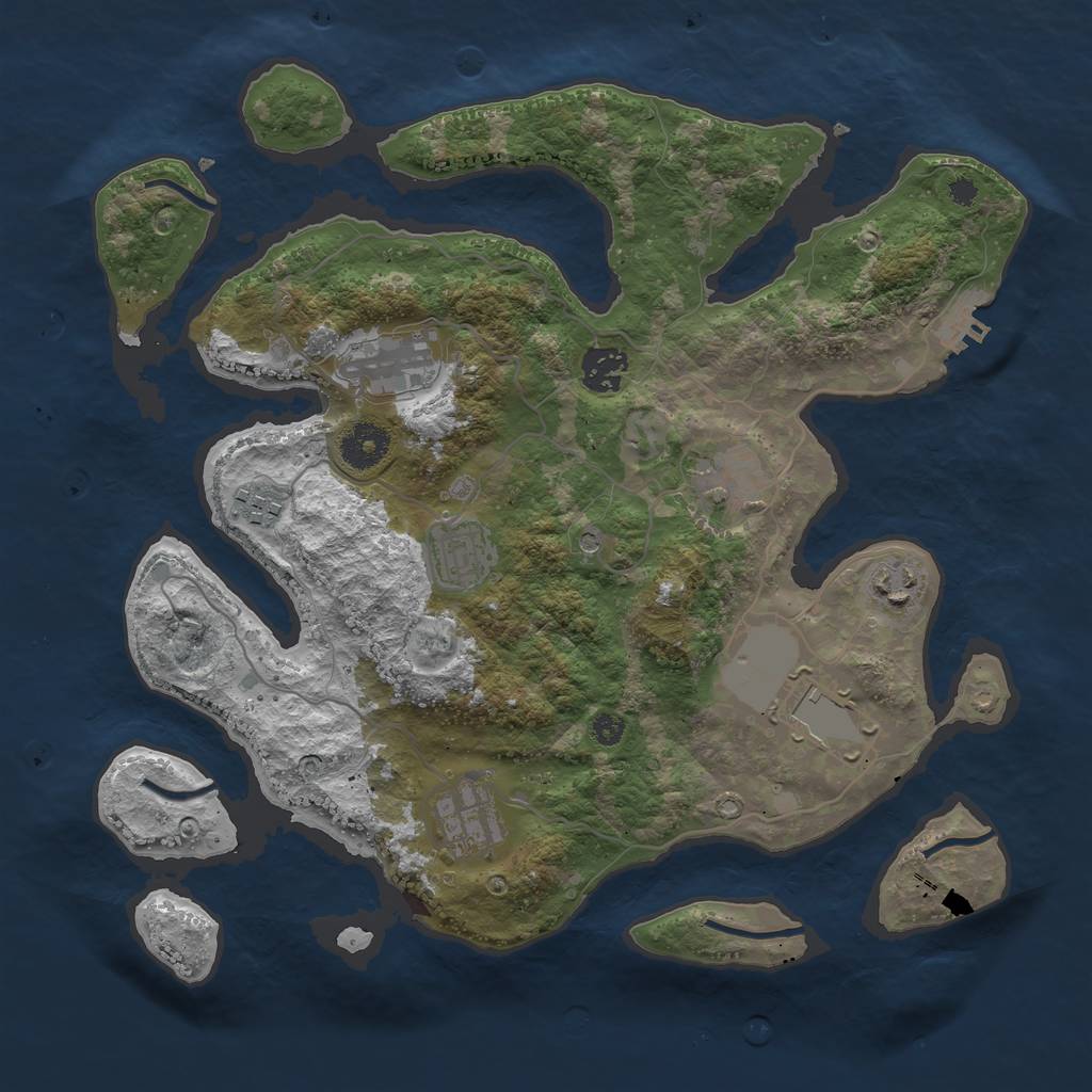 Rust Map: Procedural Map, Size: 3500, Seed: 117792, 12 Monuments