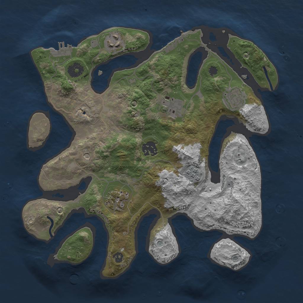 Rust Map: Procedural Map, Size: 3000, Seed: 345292612, 11 Monuments