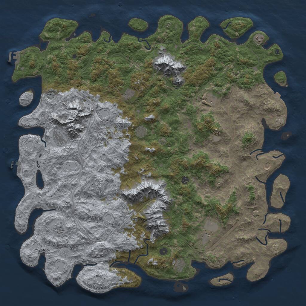 Rust Map: Procedural Map, Size: 6000, Seed: 667, 17 Monuments