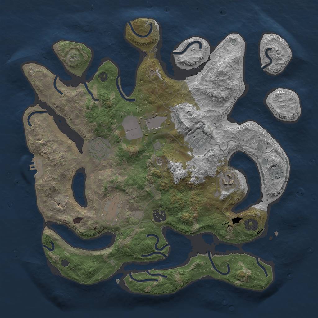 Rust Map: Procedural Map, Size: 3500, Seed: 465400, 11 Monuments