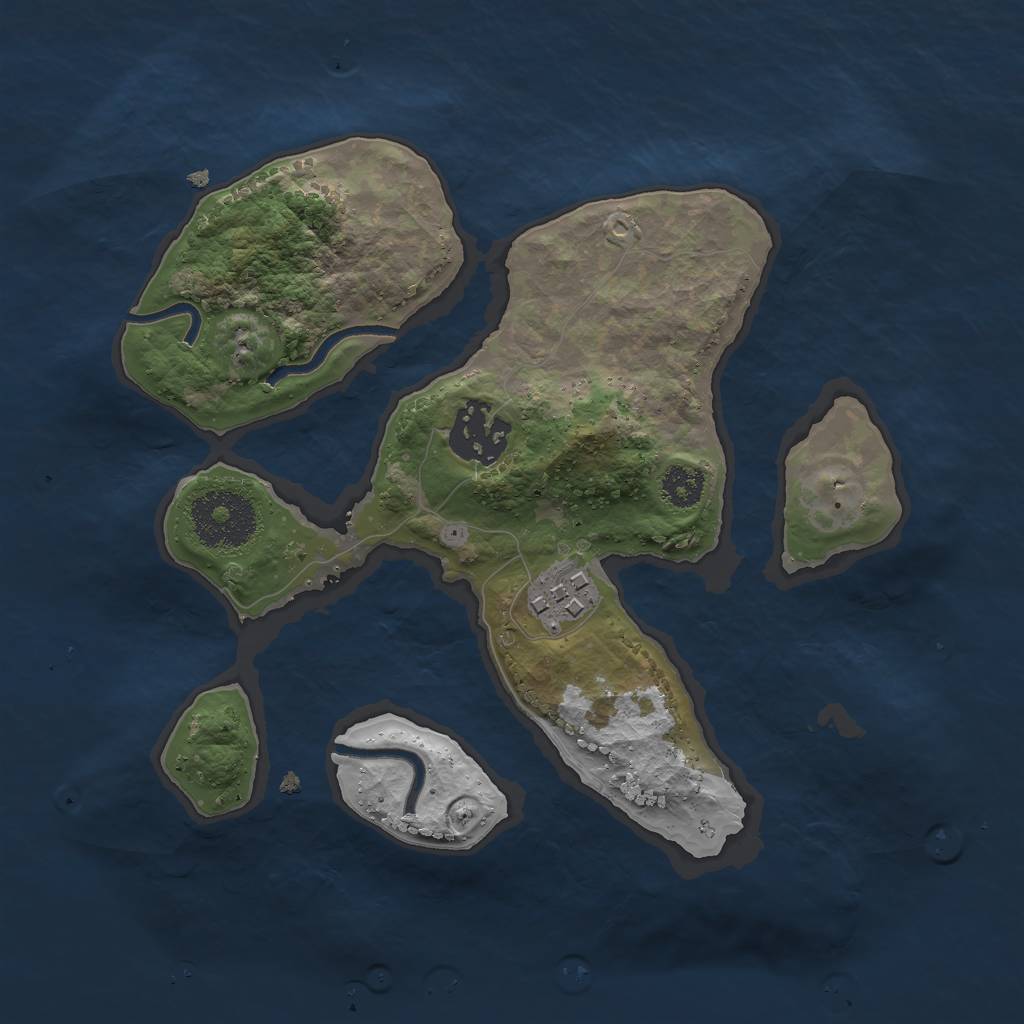 Rust Map: Procedural Map, Size: 2500, Seed: 582096, 4 Monuments