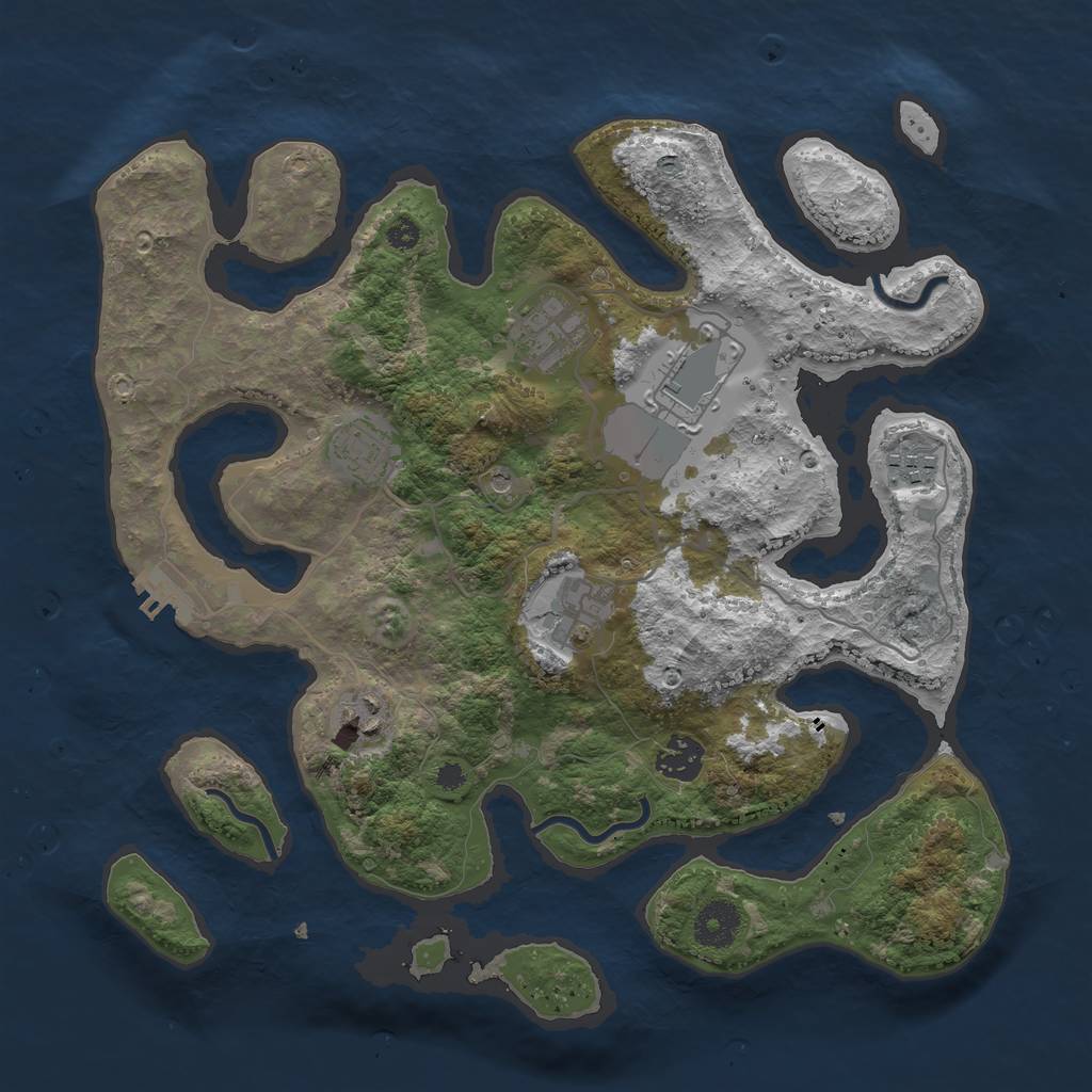 Rust Map: Procedural Map, Size: 3500, Seed: 779311, 11 Monuments