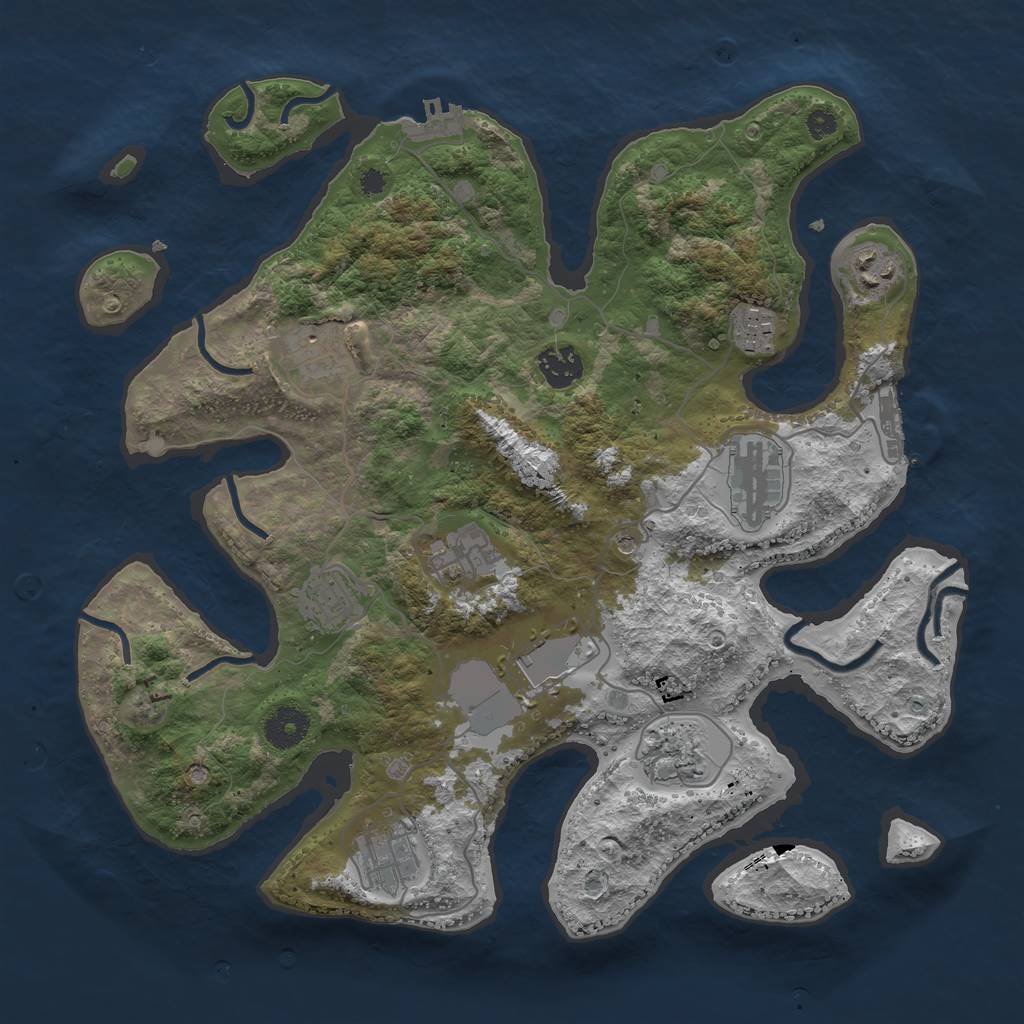 Rust Map: Procedural Map, Size: 3600, Seed: 953240, 15 Monuments