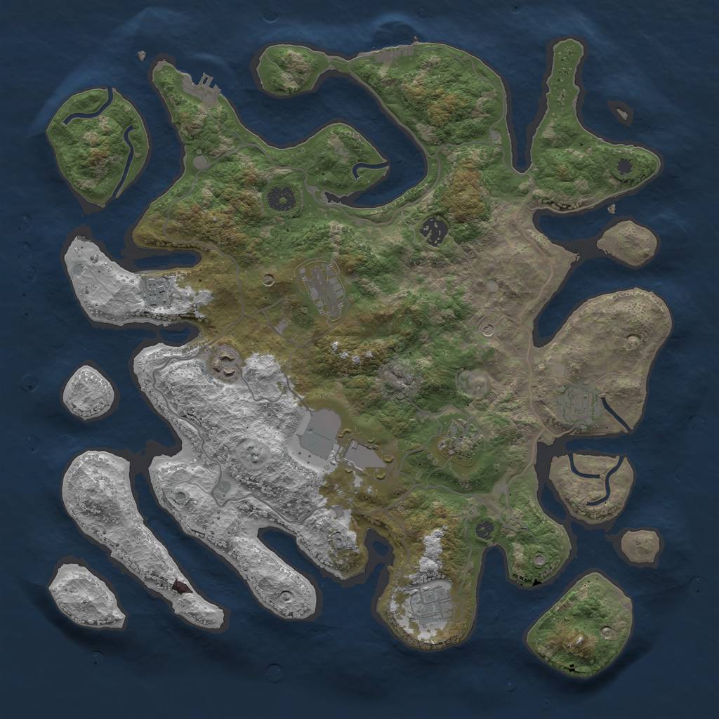 Rust Map: Procedural Map, Size: 4000, Seed: 3213216, 13 Monuments