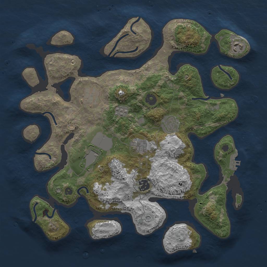 Rust Map: Procedural Map, Size: 3500, Seed: 341505, 11 Monuments