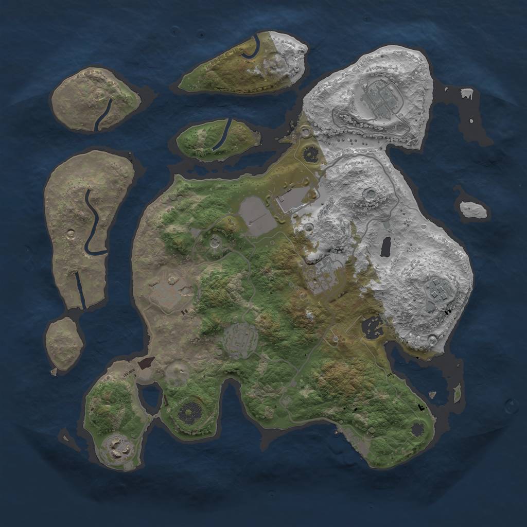 Rust Map: Procedural Map, Size: 3500, Seed: 284533, 12 Monuments