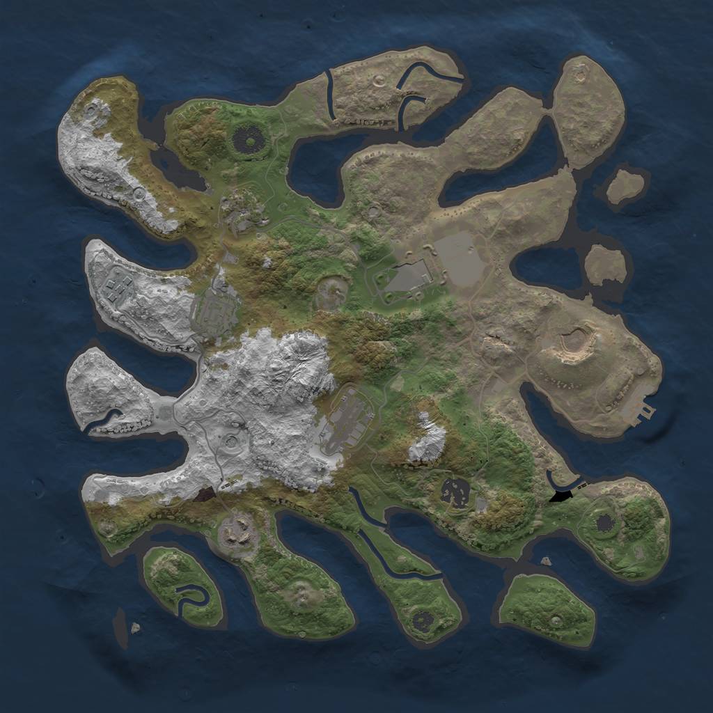 Rust Map: Procedural Map, Size: 3500, Seed: 361090, 12 Monuments