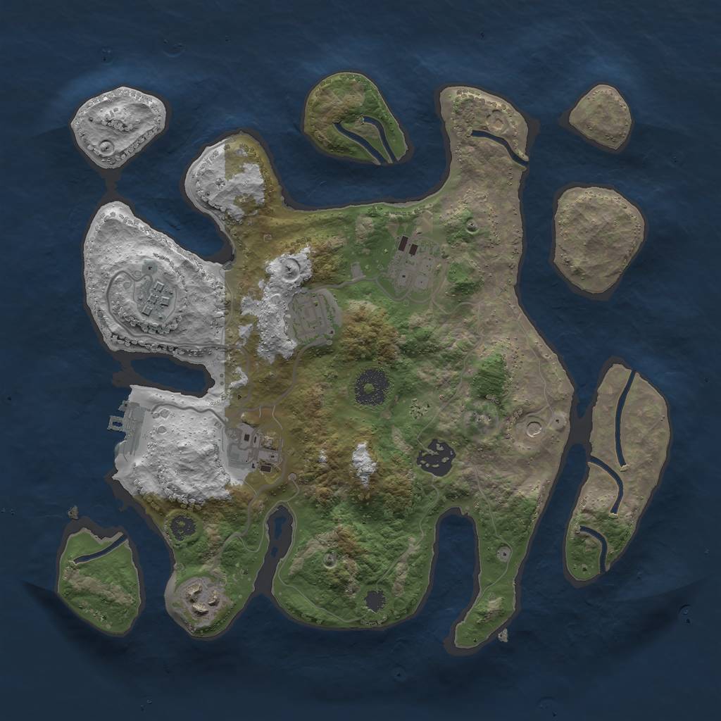 Rust Map: Procedural Map, Size: 3000, Seed: 1319264894, 10 Monuments