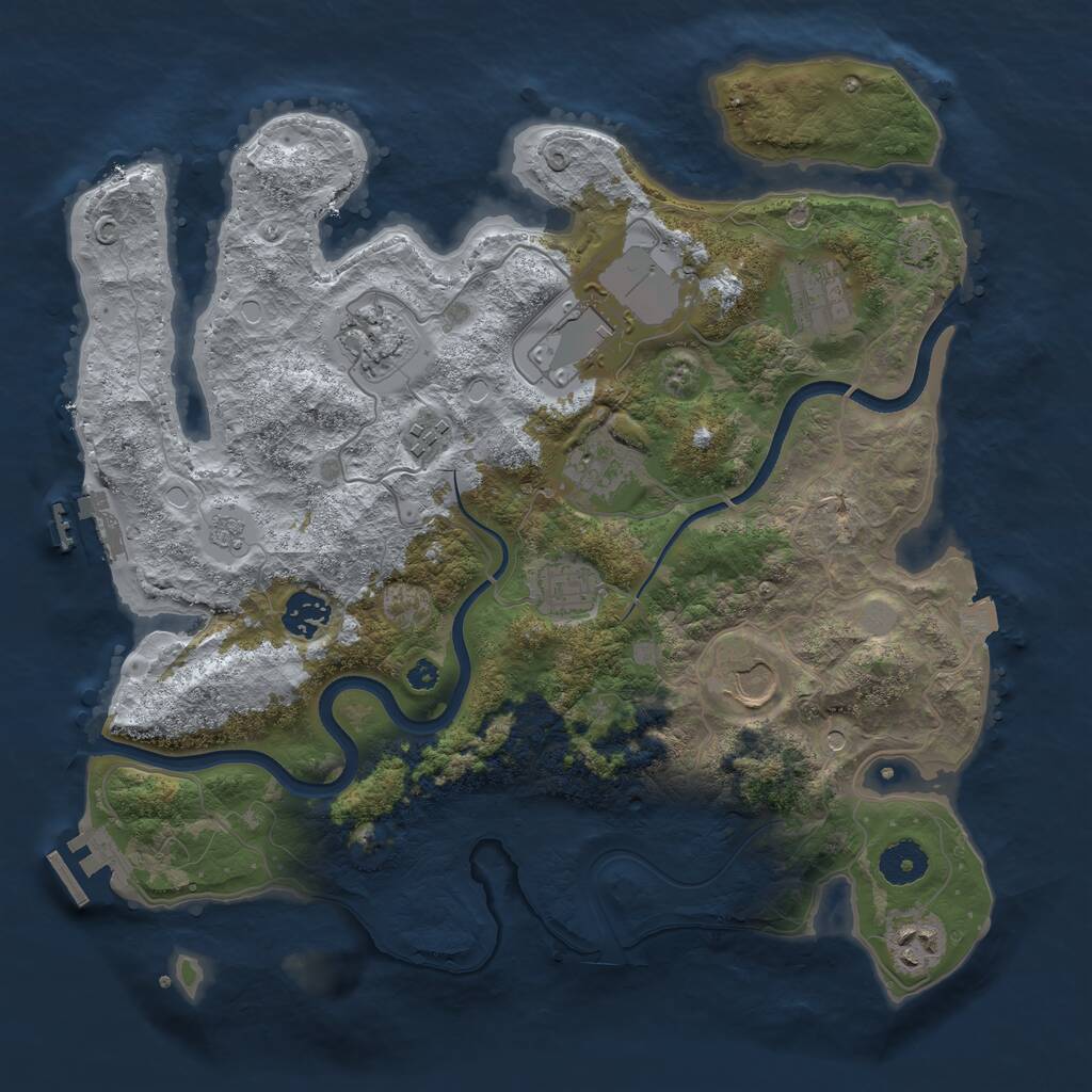 Rust Map: Procedural Map, Size: 3600, Seed: 608836, 15 Monuments