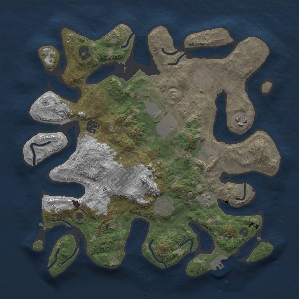 Rust Map: Procedural Map, Size: 3500, Seed: 122781, 12 Monuments