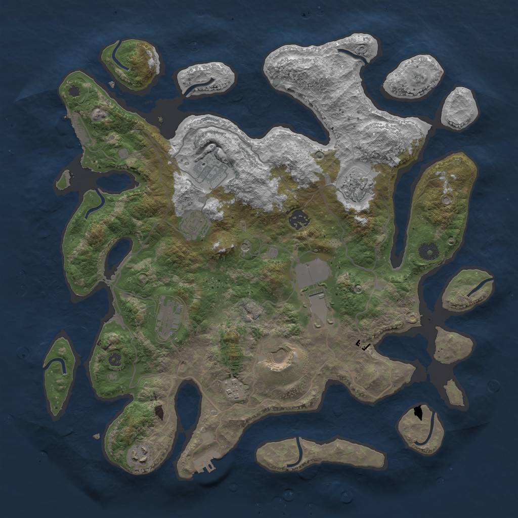 Rust Map: Procedural Map, Size: 4000, Seed: 669747, 14 Monuments