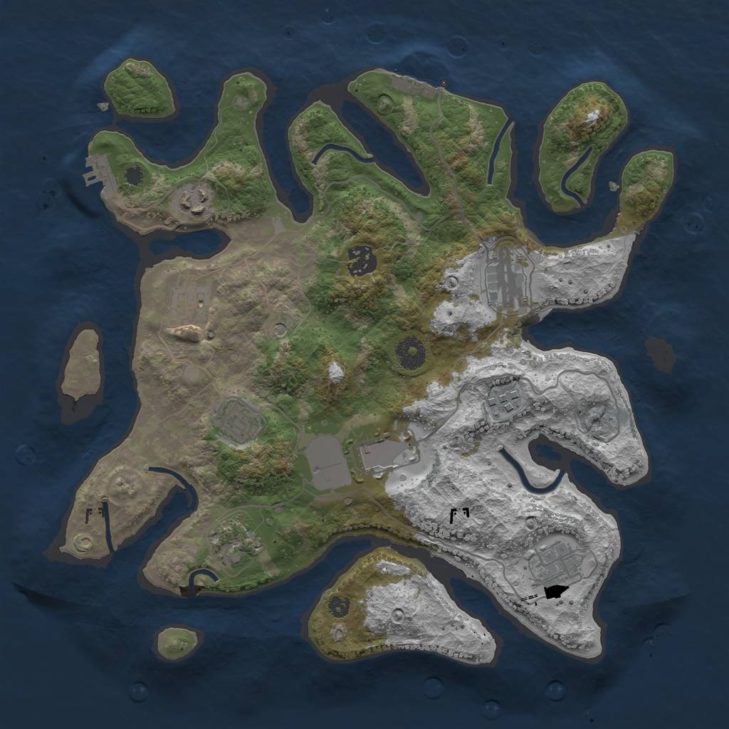 Rust Map: Procedural Map, Size: 3500, Seed: 568505136, 14 Monuments