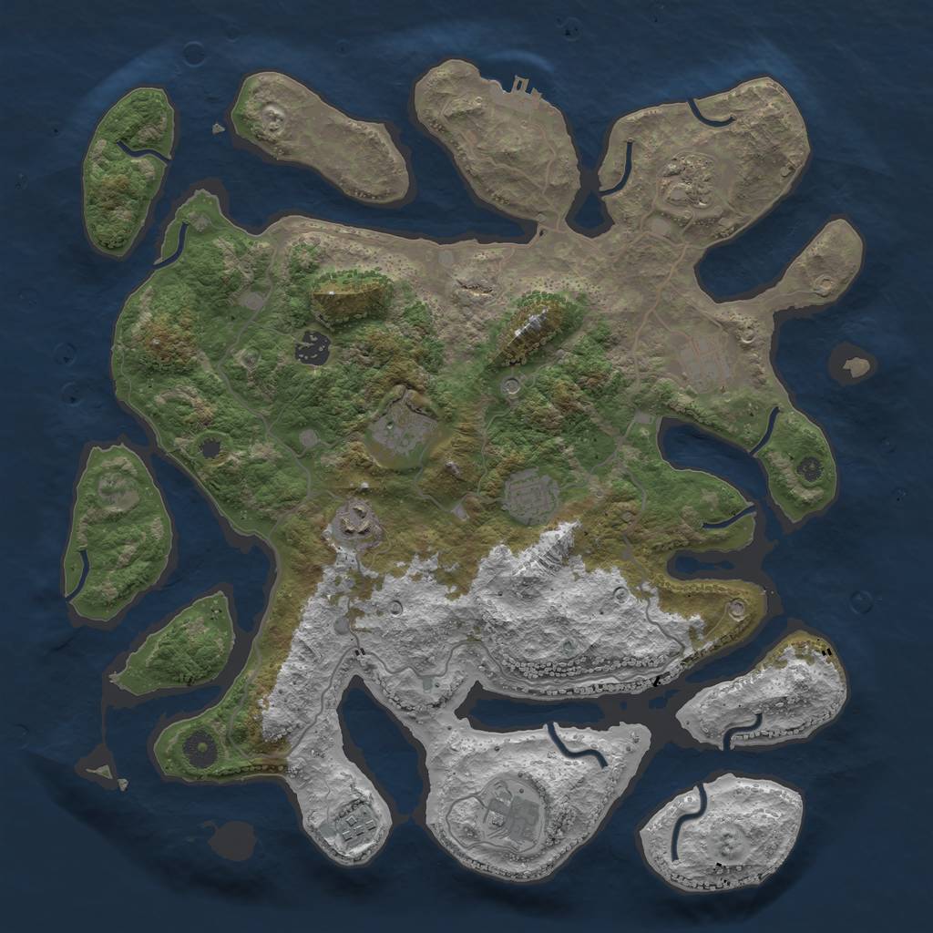 Rust Map: Procedural Map, Size: 4000, Seed: 923313, 12 Monuments