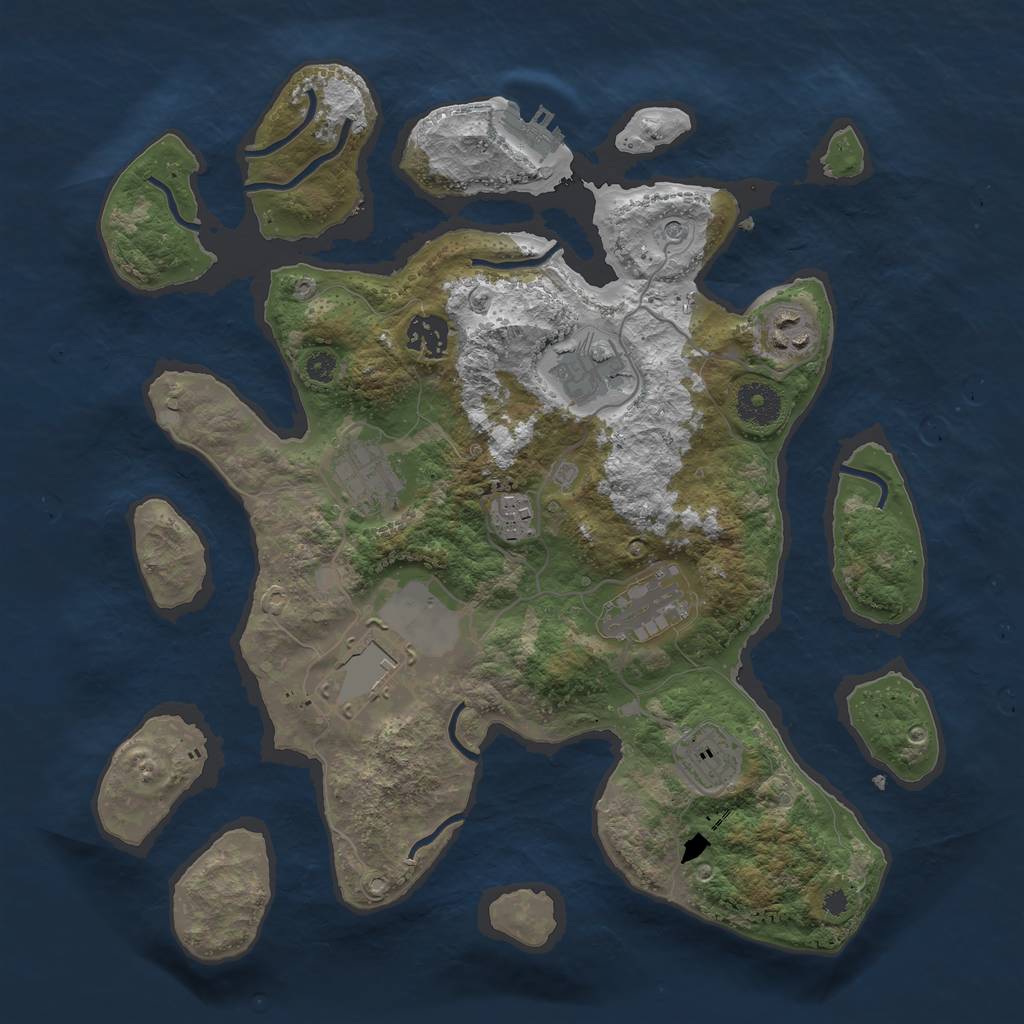 Rust Map: Procedural Map, Size: 3500, Seed: 599698, 12 Monuments