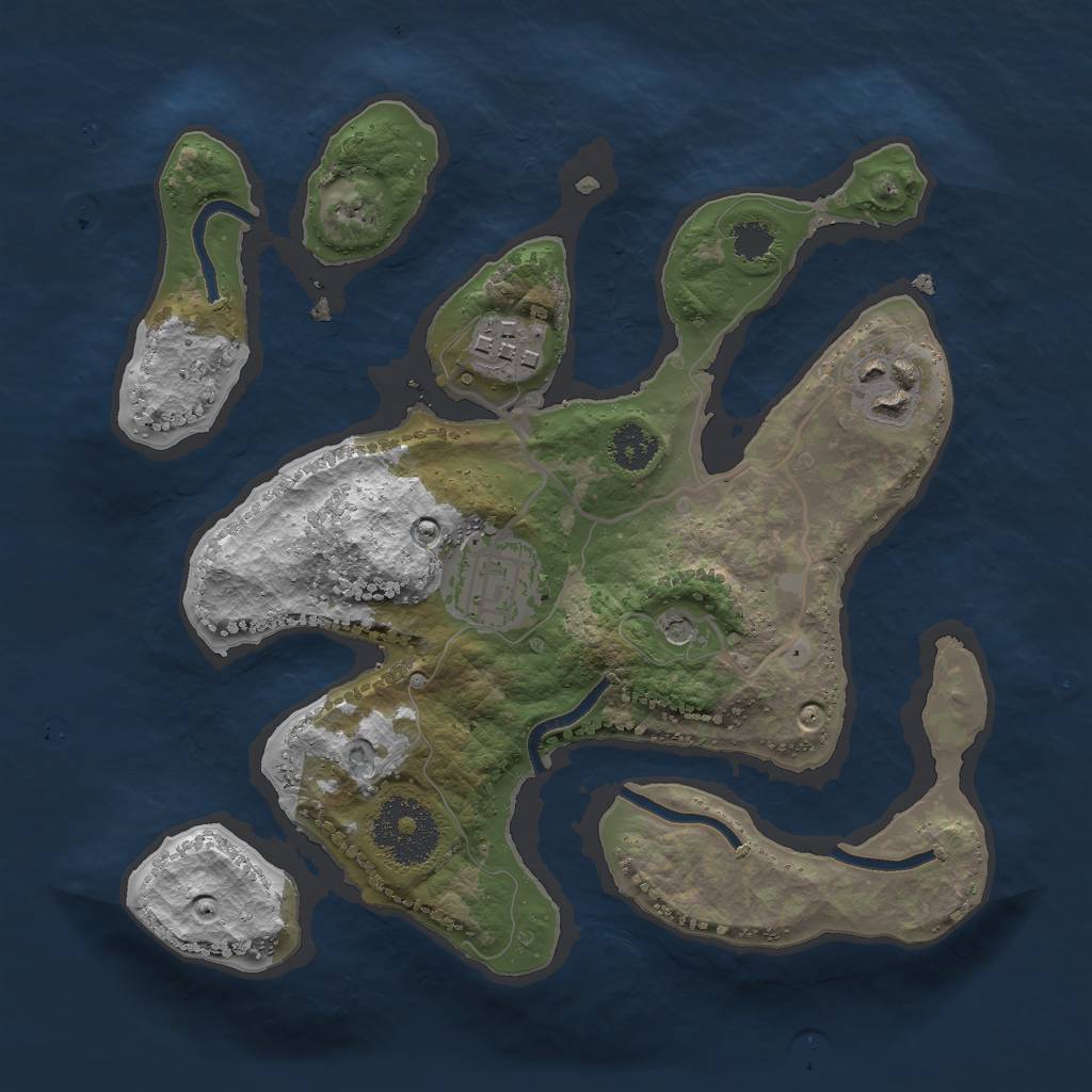 Rust Map: Procedural Map, Size: 2500, Seed: 8018420, 6 Monuments