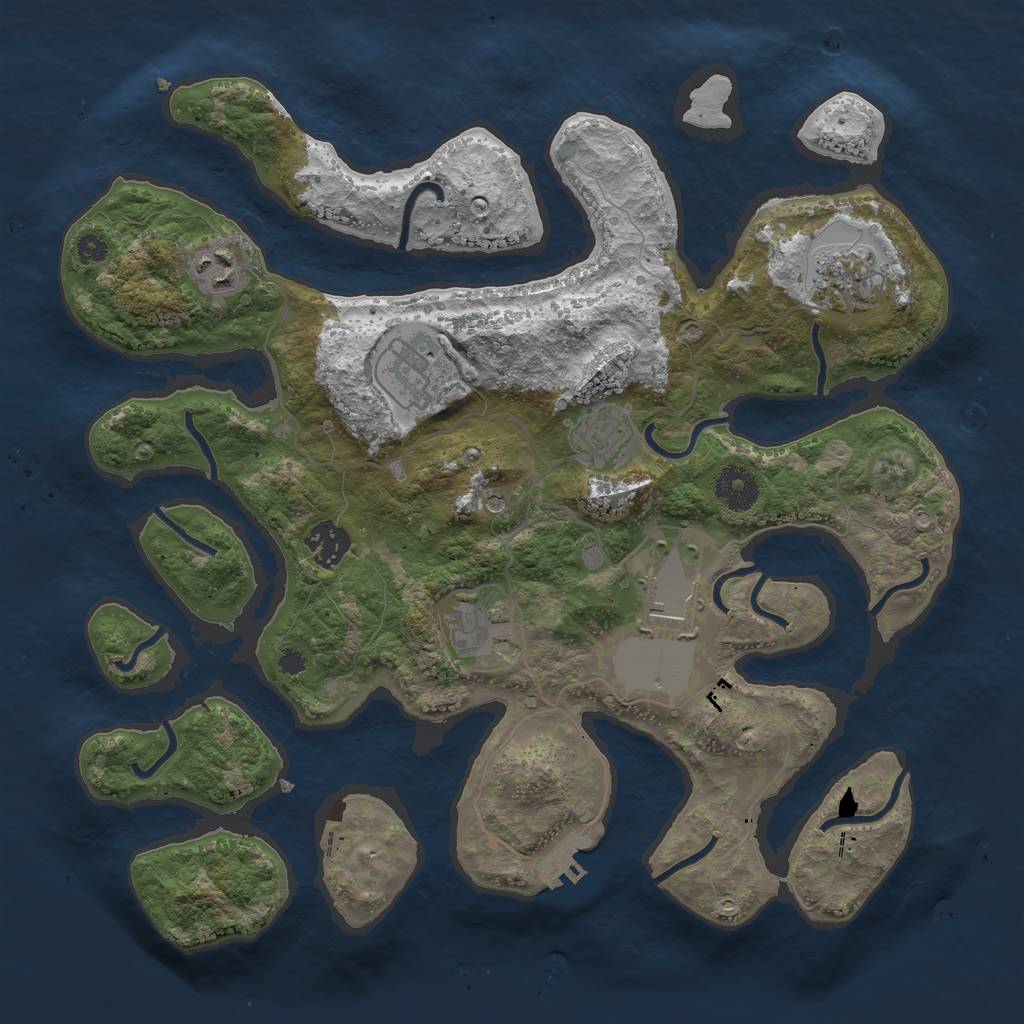 Rust Map: Procedural Map, Size: 3500, Seed: 701721, 11 Monuments