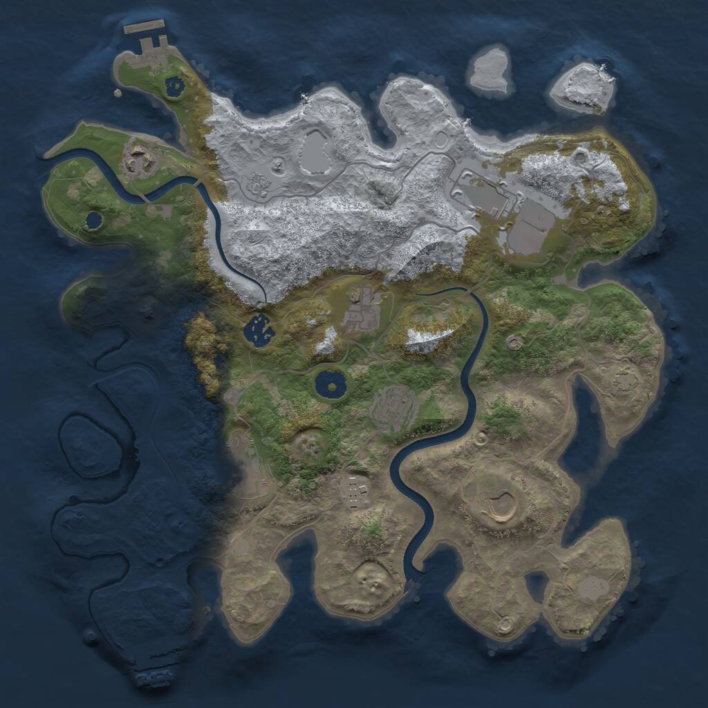 Rust Map: Procedural Map, Size: 3500, Seed: 701721, 13 Monuments