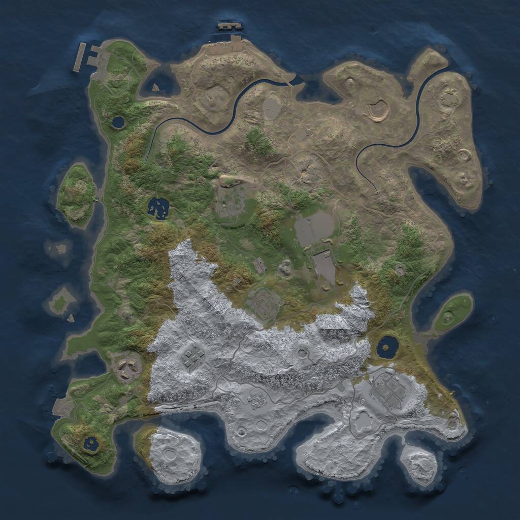 Rust Map: Procedural Map, Size: 3500, Seed: 956951, 14 Monuments