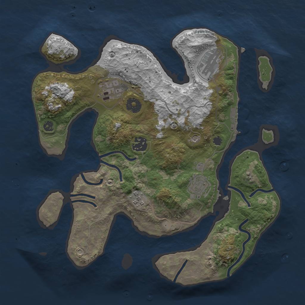 Rust Map: Procedural Map, Size: 3000, Seed: 548069, 9 Monuments