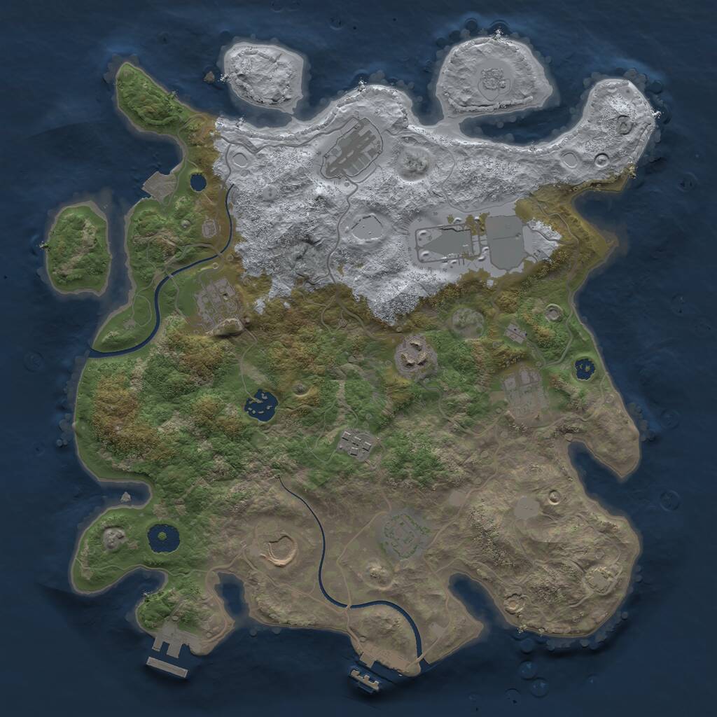 Rust Map: Procedural Map, Size: 3500, Seed: 170086, 14 Monuments