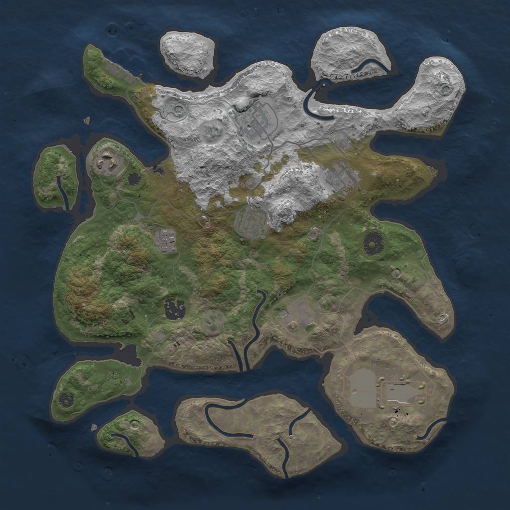 Rust Map: Procedural Map, Size: 3500, Seed: 170086, 12 Monuments