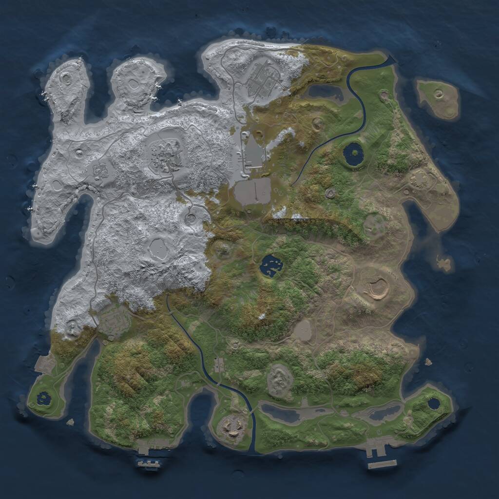 Rust Map: Procedural Map, Size: 3500, Seed: 661607, 13 Monuments