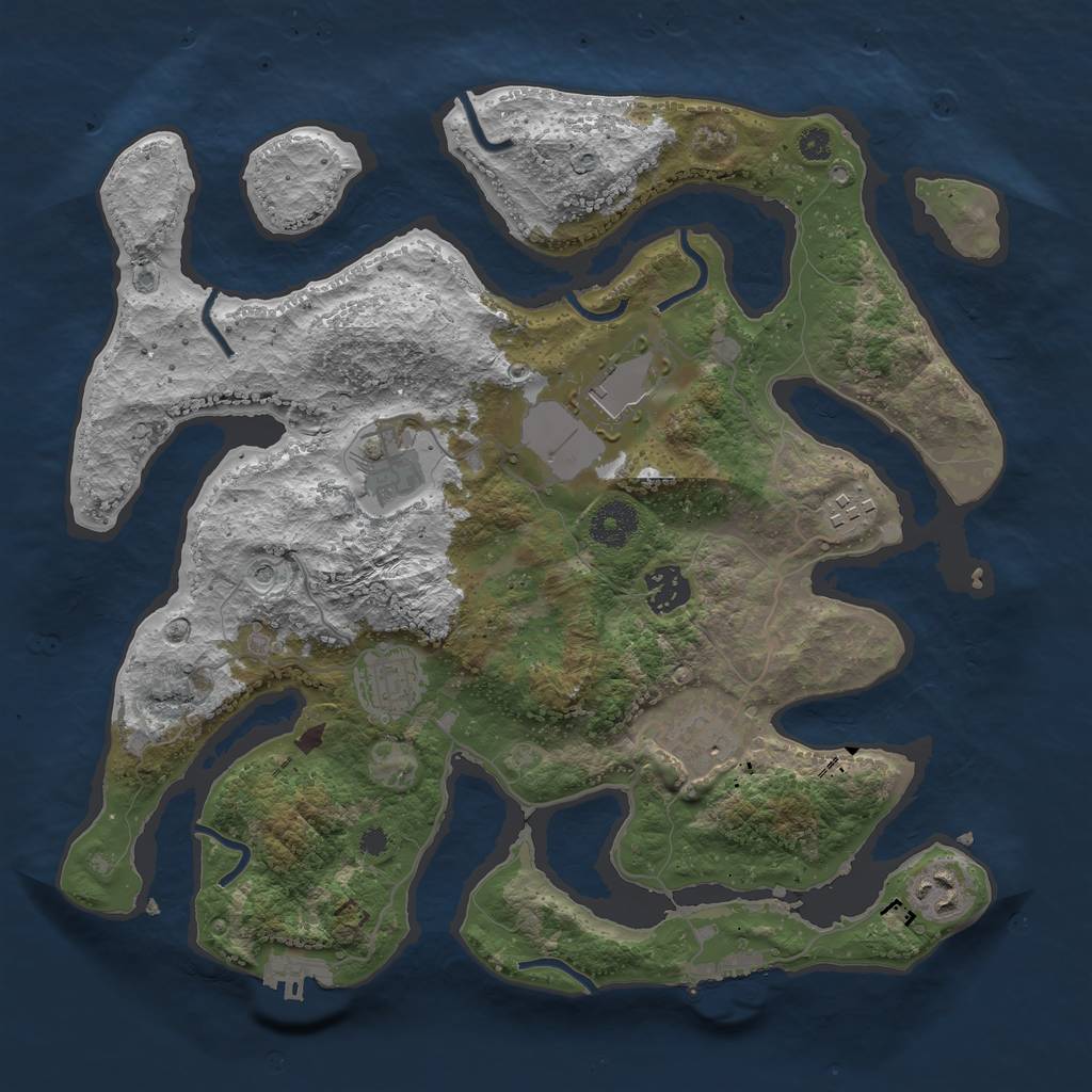 Rust Map: Procedural Map, Size: 3500, Seed: 661607, 12 Monuments