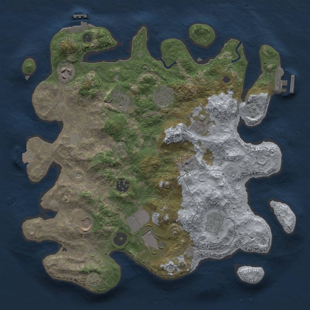 Rust Map: Procedural Map, Size: 3500, Seed: 719951, 17 Monuments