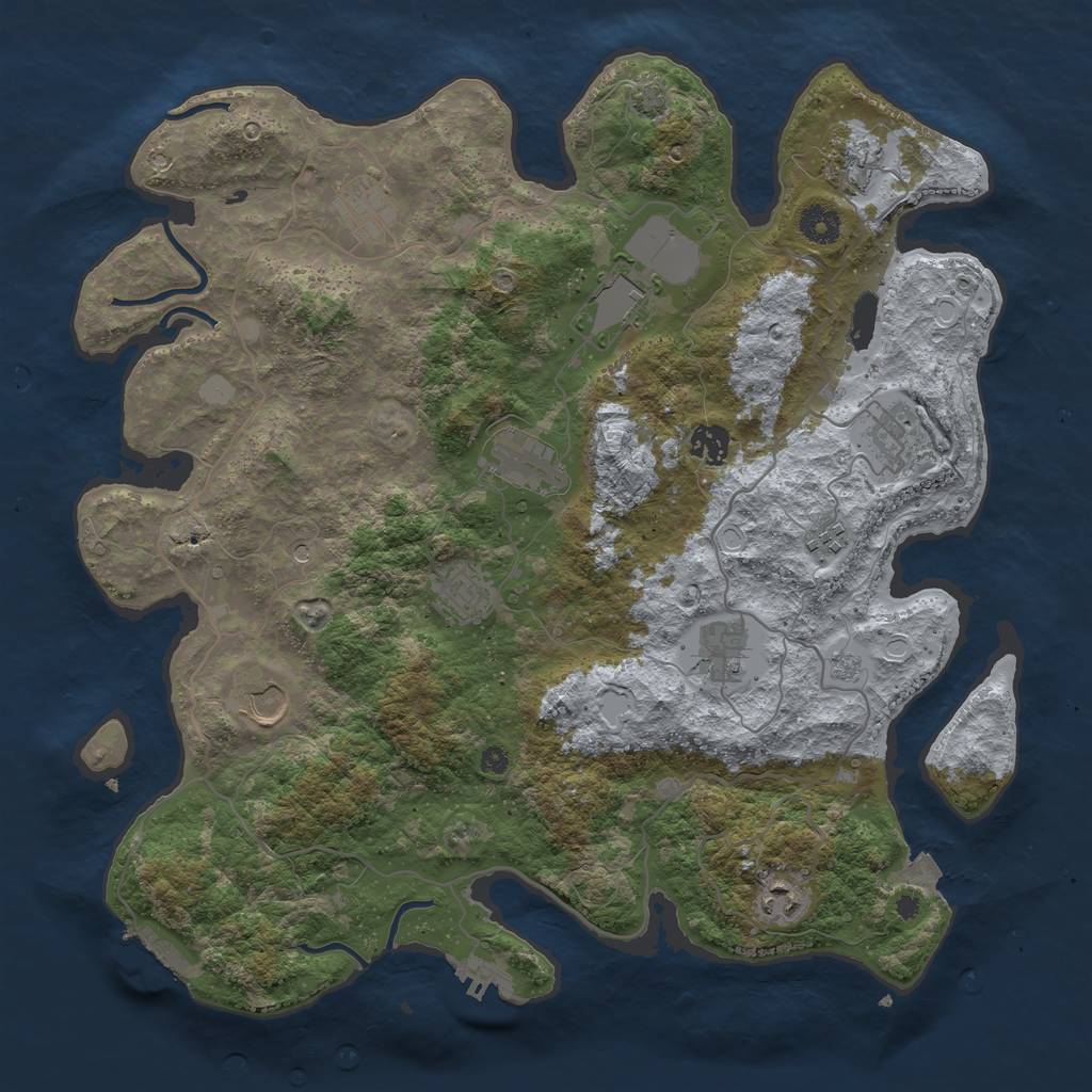 Rust Map: Procedural Map, Size: 4000, Seed: 751474, 19 Monuments