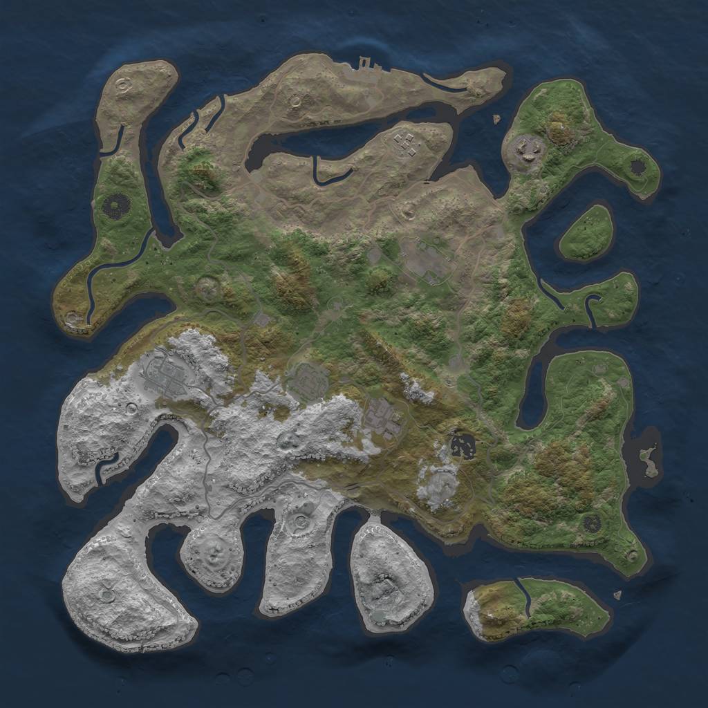 Rust Map: Procedural Map, Size: 4000, Seed: 284621, 11 Monuments
