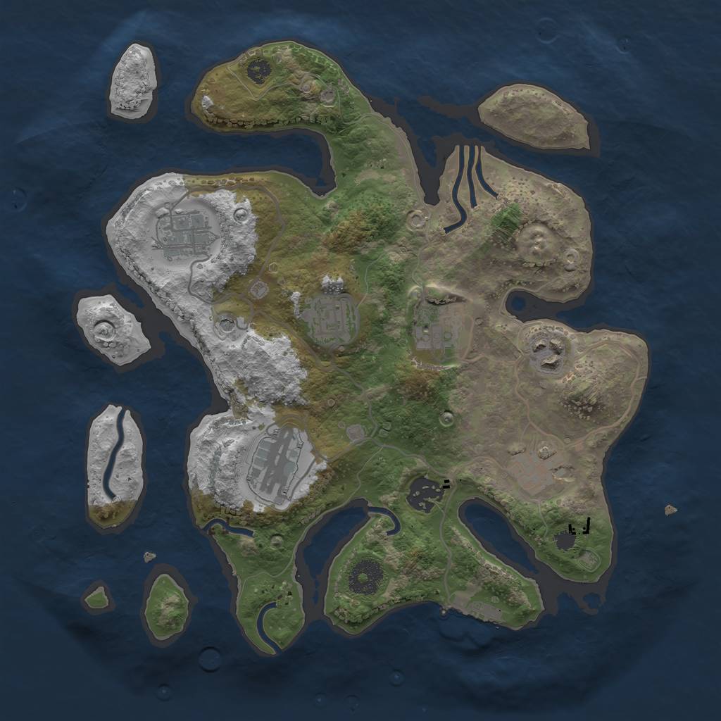 Rust Map: Procedural Map, Size: 3100, Seed: 345, 11 Monuments