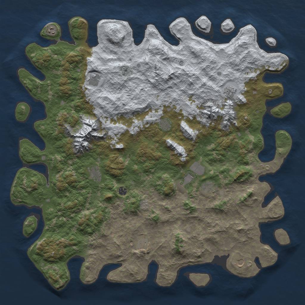 Rust Map: Barren, Size: 5650, Seed: 1, 14 Monuments