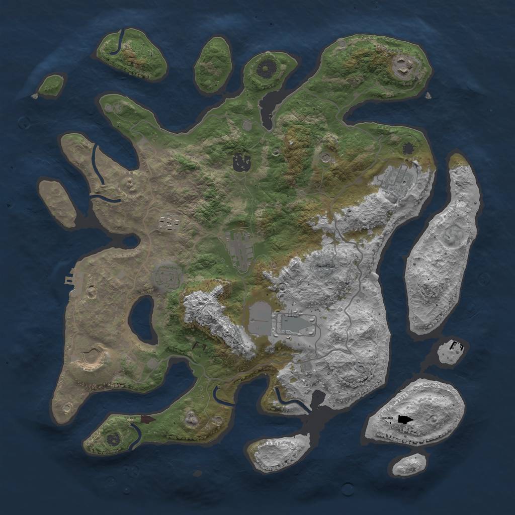 Rust Map: Procedural Map, Size: 4000, Seed: 594028, 12 Monuments