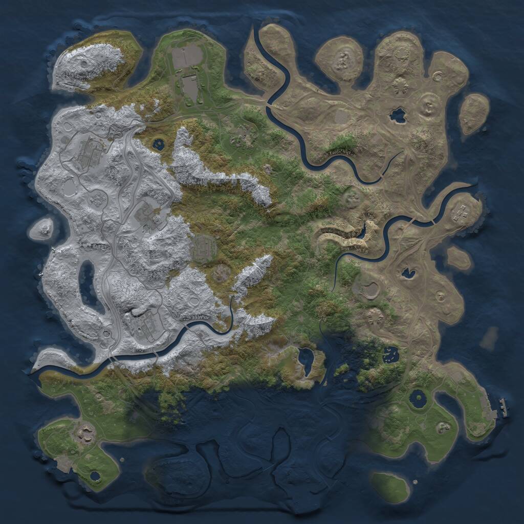Rust Map: Procedural Map, Size: 4500, Seed: 324836, 16 Monuments