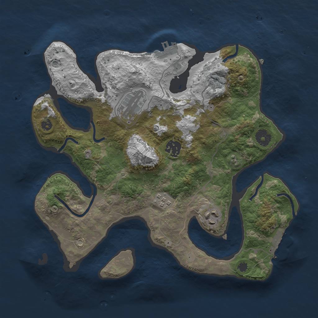 Rust Map: Procedural Map, Size: 3000, Seed: 398123244, 8 Monuments