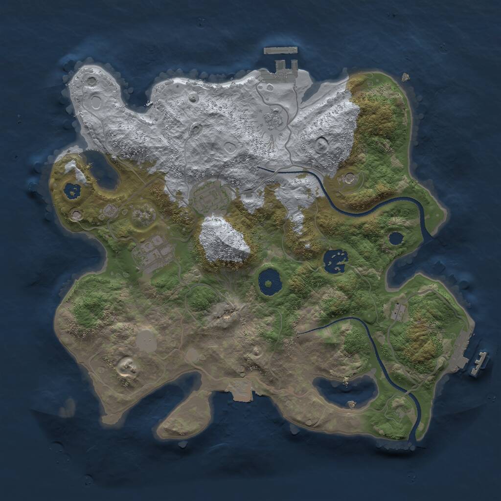Rust Map: Procedural Map, Size: 3000, Seed: 398123244, 8 Monuments